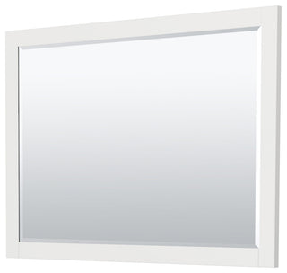 48" Single Bath Vanity, White, No Countertop, Gold Trim, 46" Mirror