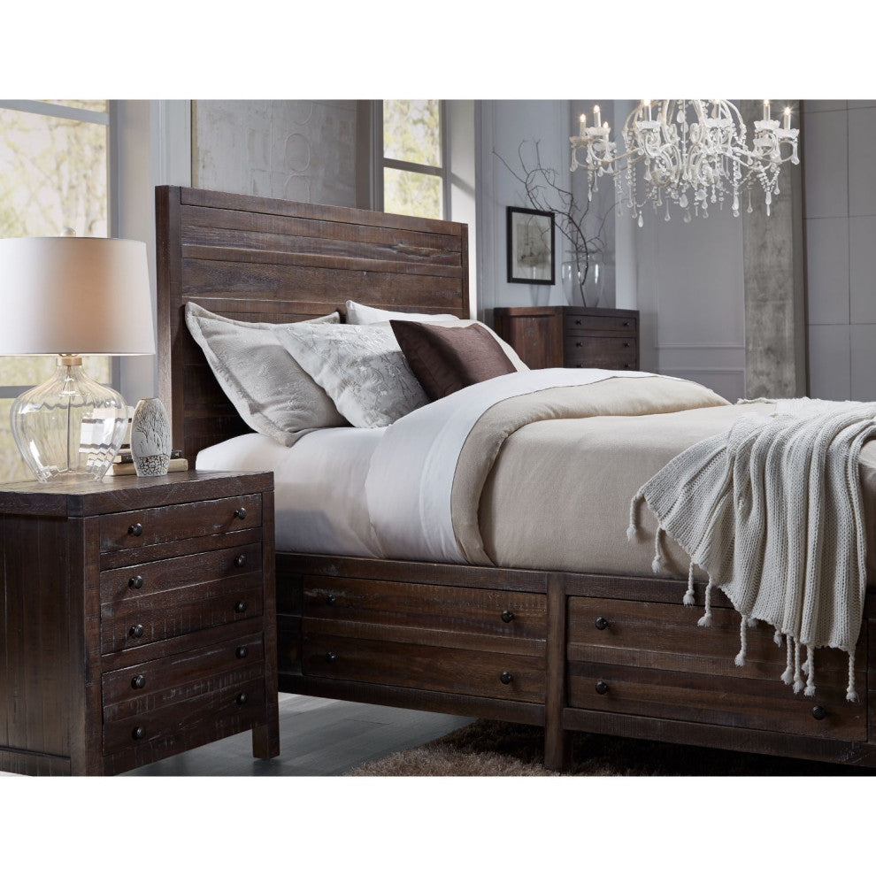 Townsend King Solid Wood Storage Bed in Java