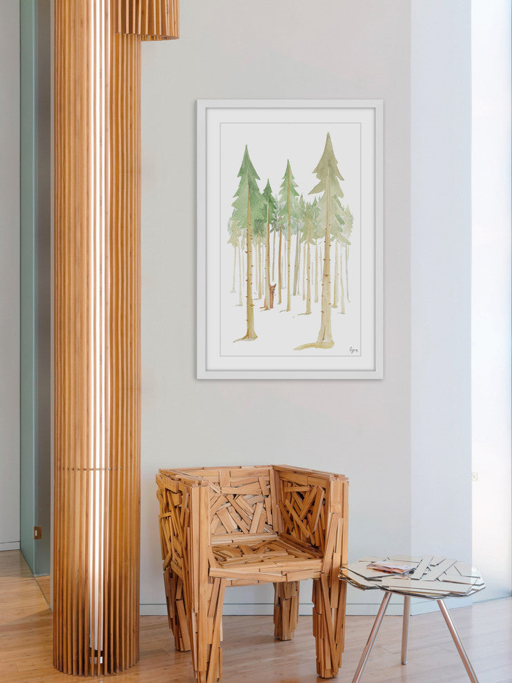 "Cat in the Forest" Framed Painting Print, 12"x18"