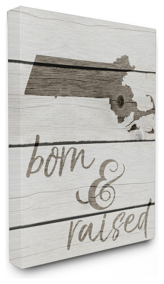 Stupell Industries Born and Raised Massachusetts, 24 x 30