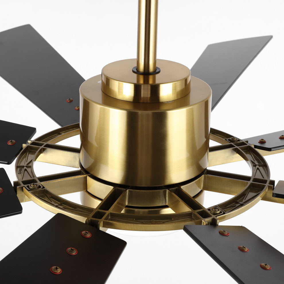 60" Reversible 8-Blade LED Ceiling Fan With Remote and Light, Gold/Black