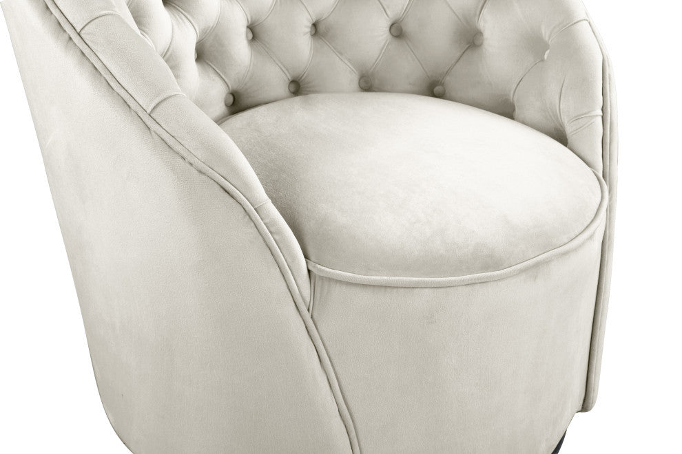 Alessio Velvet Upholstered Accent Chair, Cream