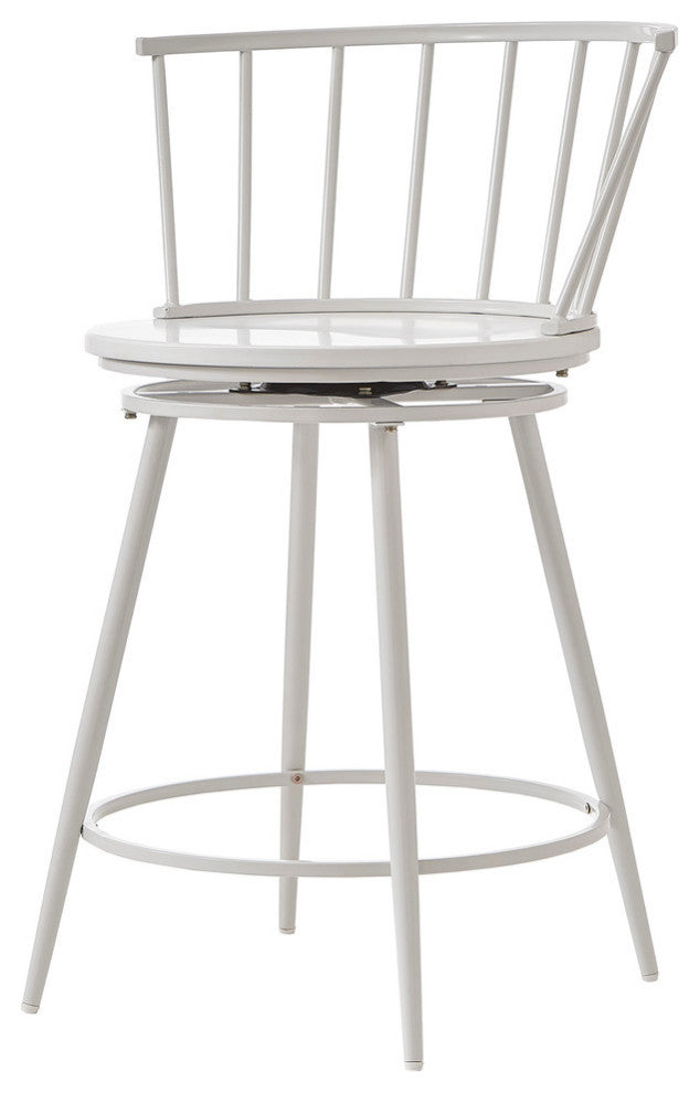 Nelia Low Windsor Swivel 24" Counter Stool, Set of 2, Black