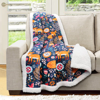 Pixie Fox Sherpa Throw 50x60, Navy