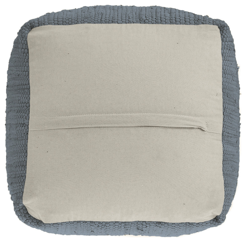 Devon Gray Traditional Solid Handmade Cotton Blend Cube Pouf, 18"x18"x18"