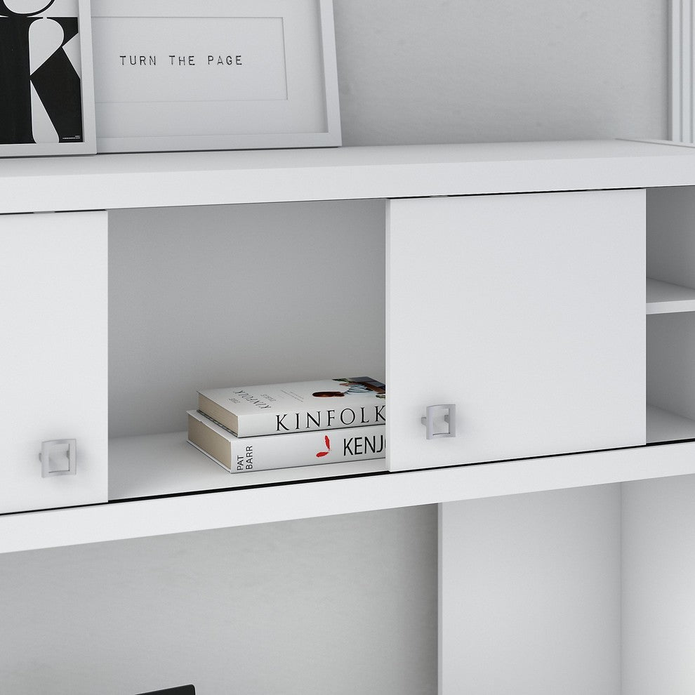 Echo 60W Credenza Desk With Hutch, Pure White
