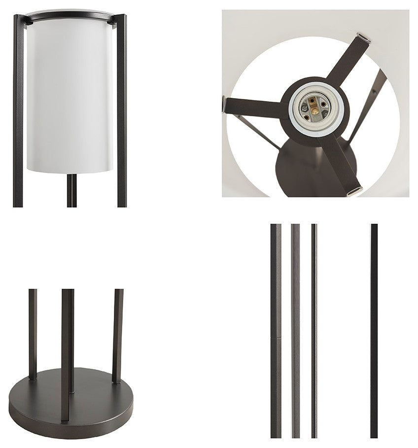 Martha Stewart Charlton Minimalist Modern Metal Floor Lamp, Black