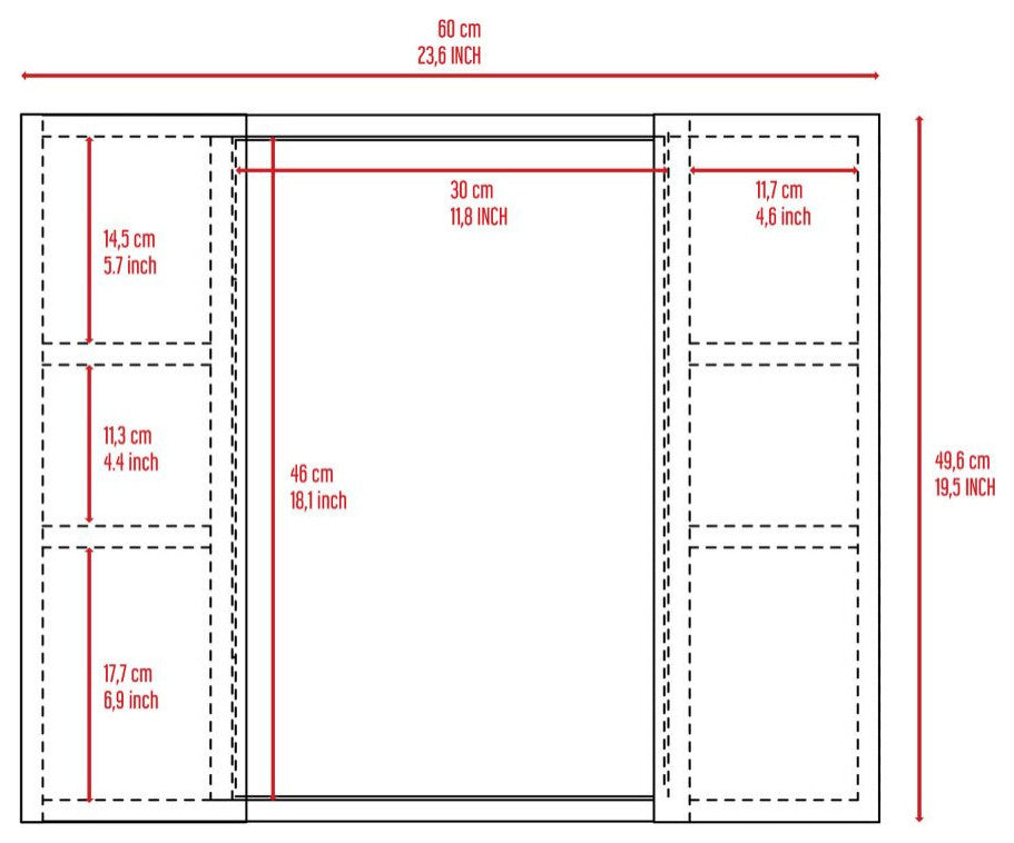 DEPOT E-SHOP Garnet Med. Cabinet, Mirror, 6 Shelves, Ext. Shelf, Light Gray