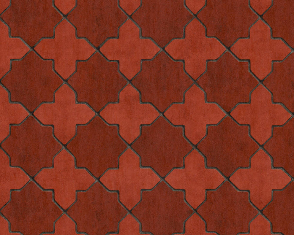 Mosaic Textured Wallpaper Featuring Star Shaped Tile, 374211