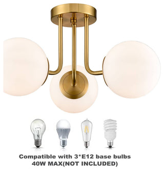 Modern Globe Ceiling Light, 3 Light