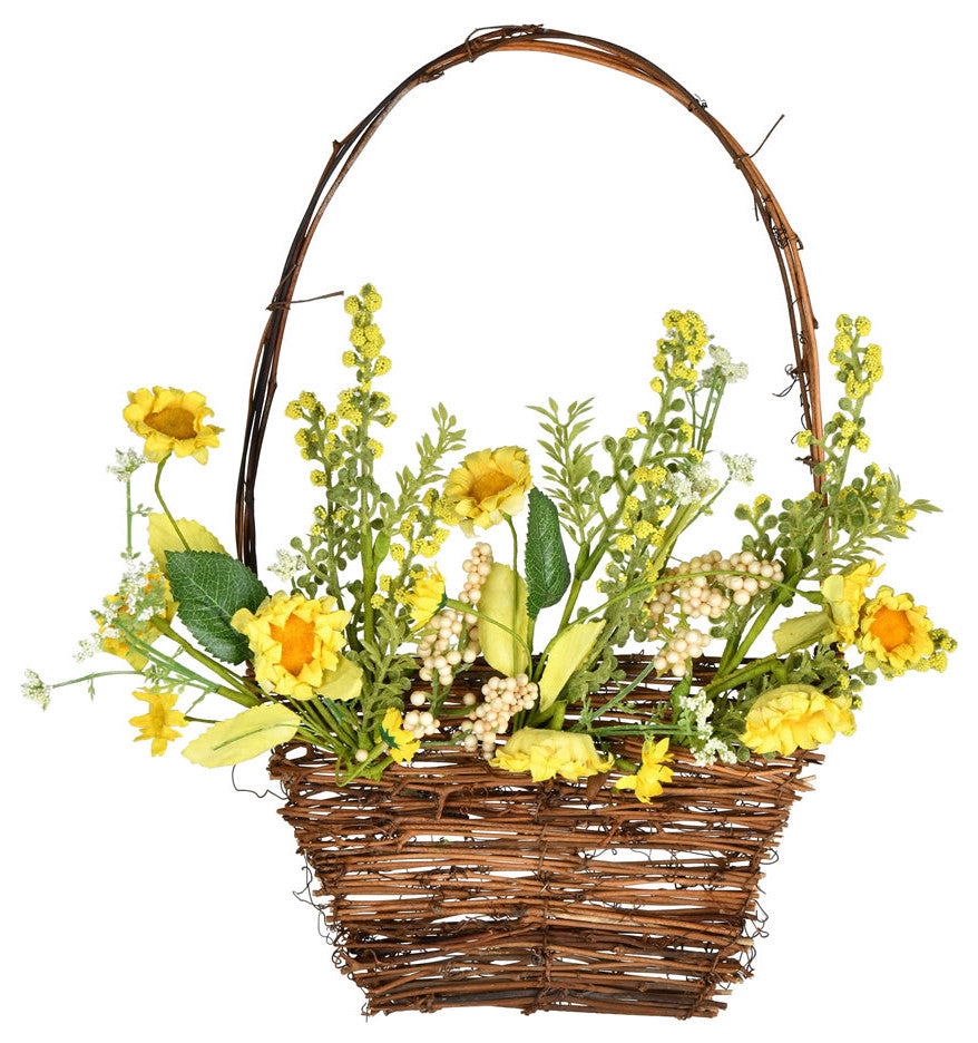 Vickerman 10" x 14" Yellow Sunflower Basket
