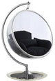 Luna Metal Acrylic Swing Bubble Accent Chair With Stand, Black, Chrome Base