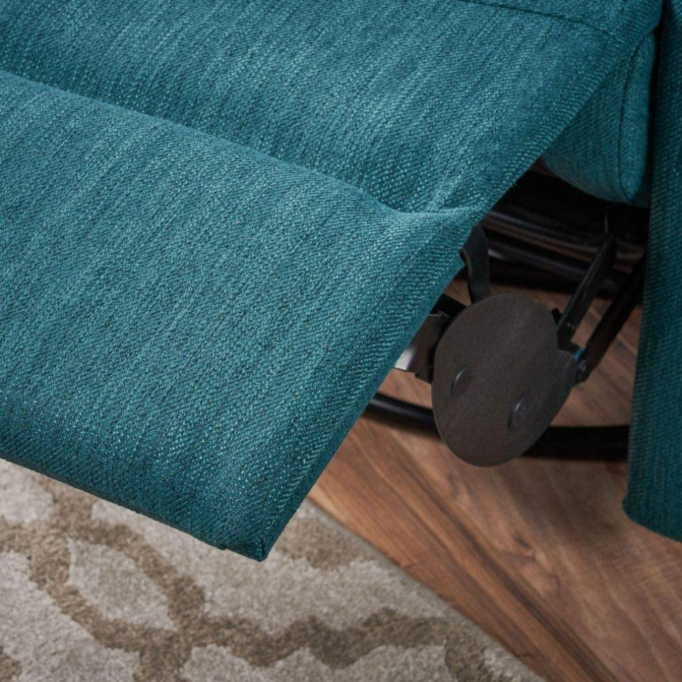 Contemporary Recliner, Glider Push Back Design and Comfortable Seat, Teal