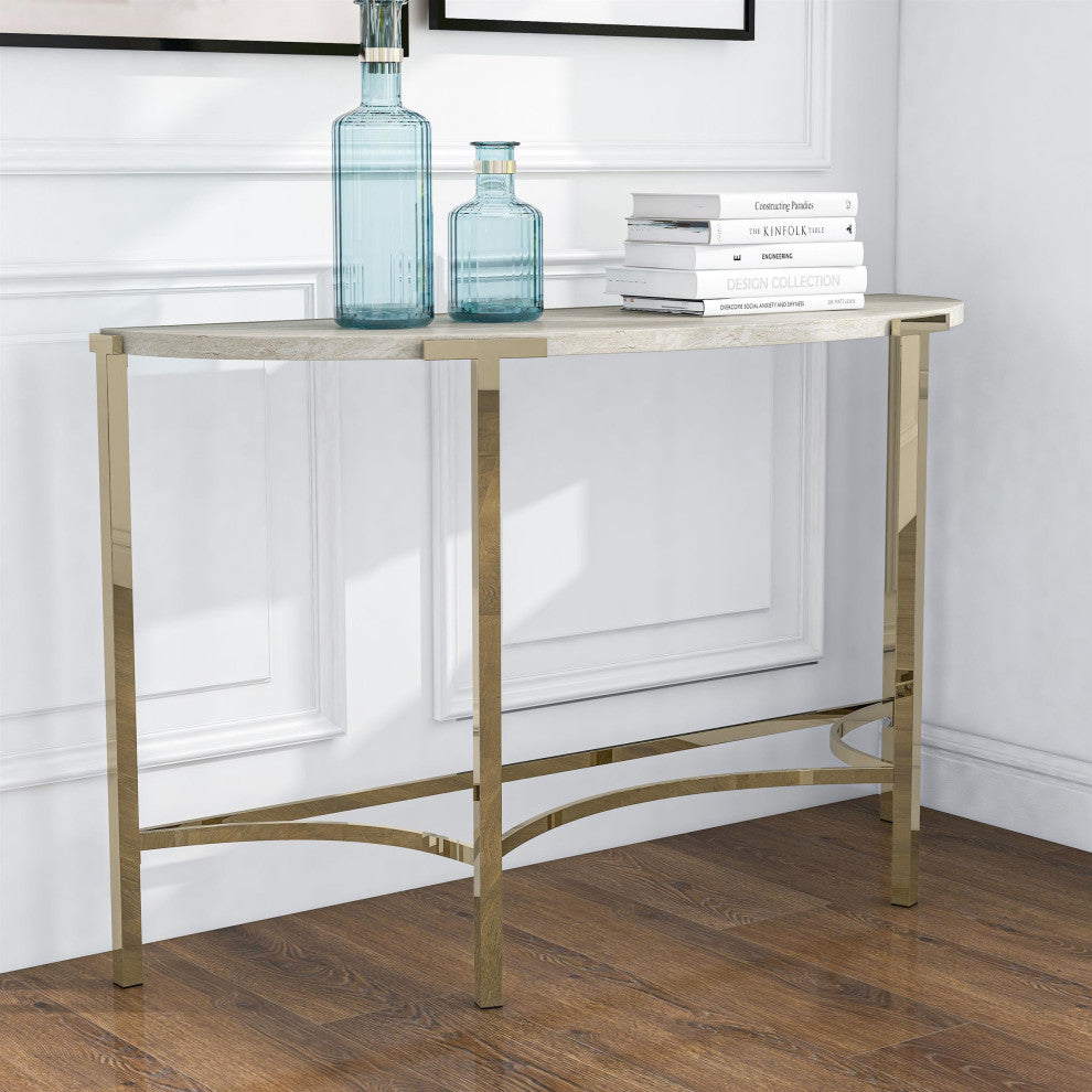 Furniture of America Vasket Contemporary Metal Sofa Table in Gold Champagne