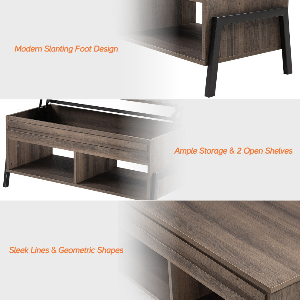 Brown Wooden Coffee Table With Lift Top