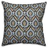Ikat, Brown and Blue Throw Pillow, 16"x16"