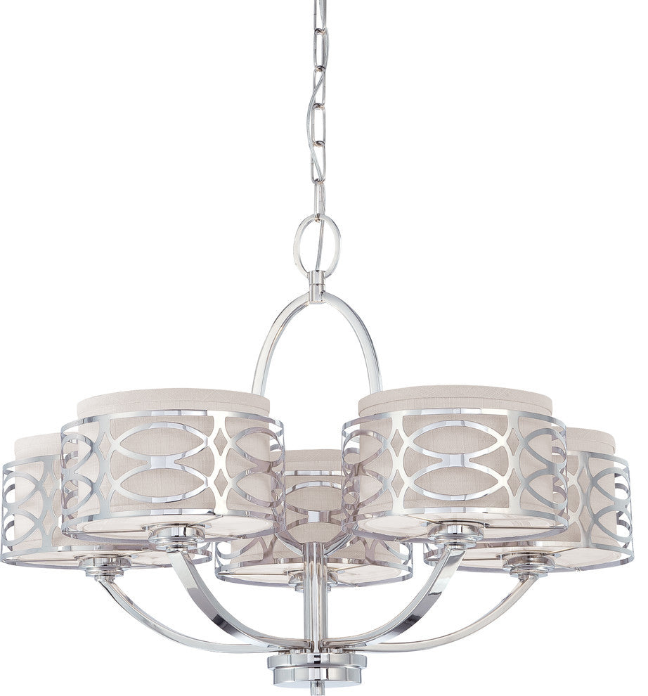 Harlow 5 Light - Chandelier With Slate Gray Fabric Shades