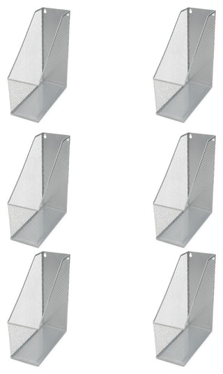 YBM Home Silver Mesh Wall Mount File Holder 12"x10"x4.5", 6-Pack