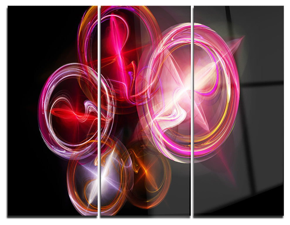 "Red Fractal Desktop Wallpaper" Digital Metal Wall Art, 3 Panels, 36"x28"