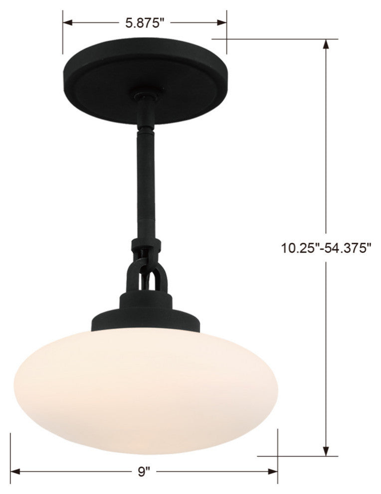 Crystorama PKR-B8501-BF, 1-Light Pendant, Black Forged