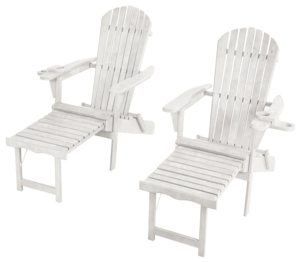 Oceanic Adirondack Chaise Foldable Chair, White, 2 Chairs