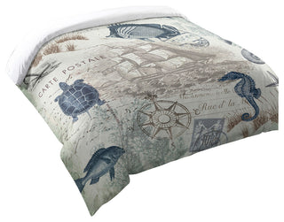 Laural Home Seaside Postcard Comforter, King
