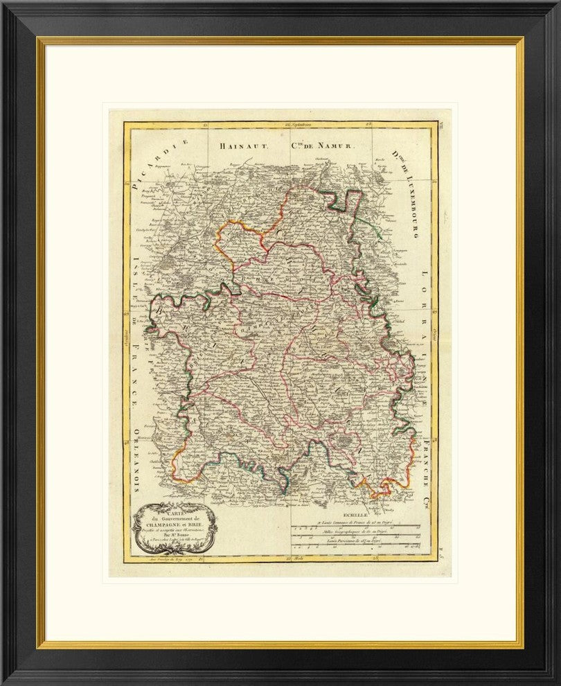 "Champagne, Brie, 1771" Framed Digital Print by Rigobert Bonne, 26"x32"