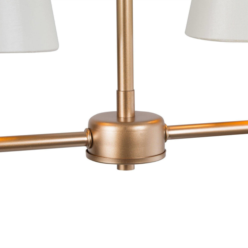 4-Lightsmatte Gold and White Fabric Shade Modern Linear LED Kitchen Island Lamp