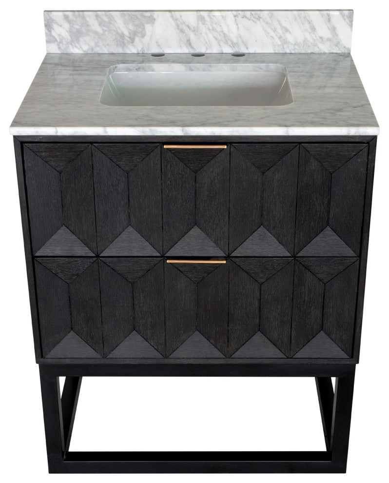 Henley 30" Bathroom Vanity, Dark Oak, Top: Carrara Marble