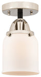 Small Bell Semi-Flush Mount, Black Polished Nickel, Matte White, Matte White