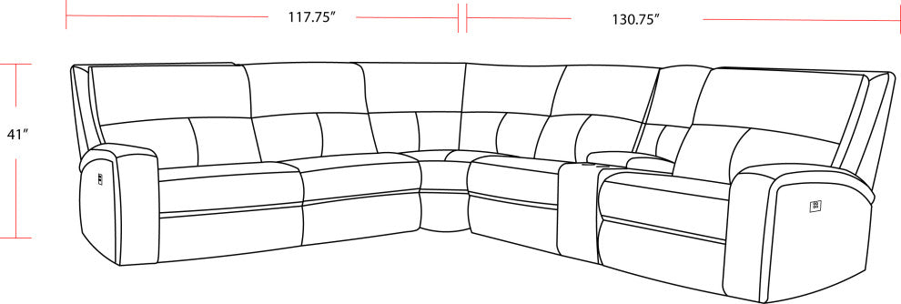 Polaris Slate 6 Piece Power Reclining Sectional With Power Adjustable Headrests