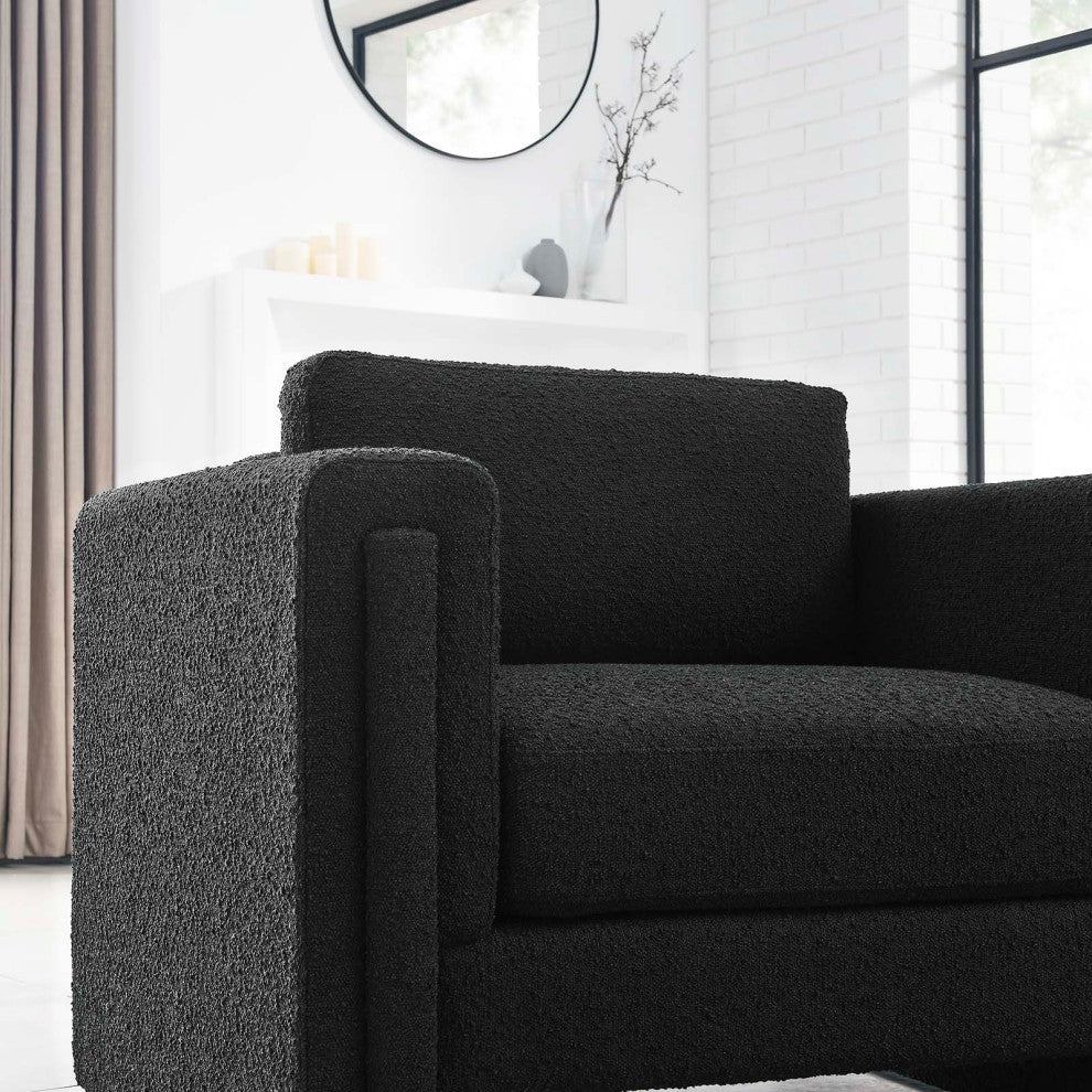 Visible Boucle Fabric Armchair - Black