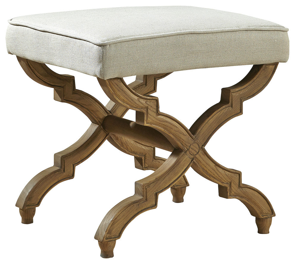 Linen and Oak Footstool