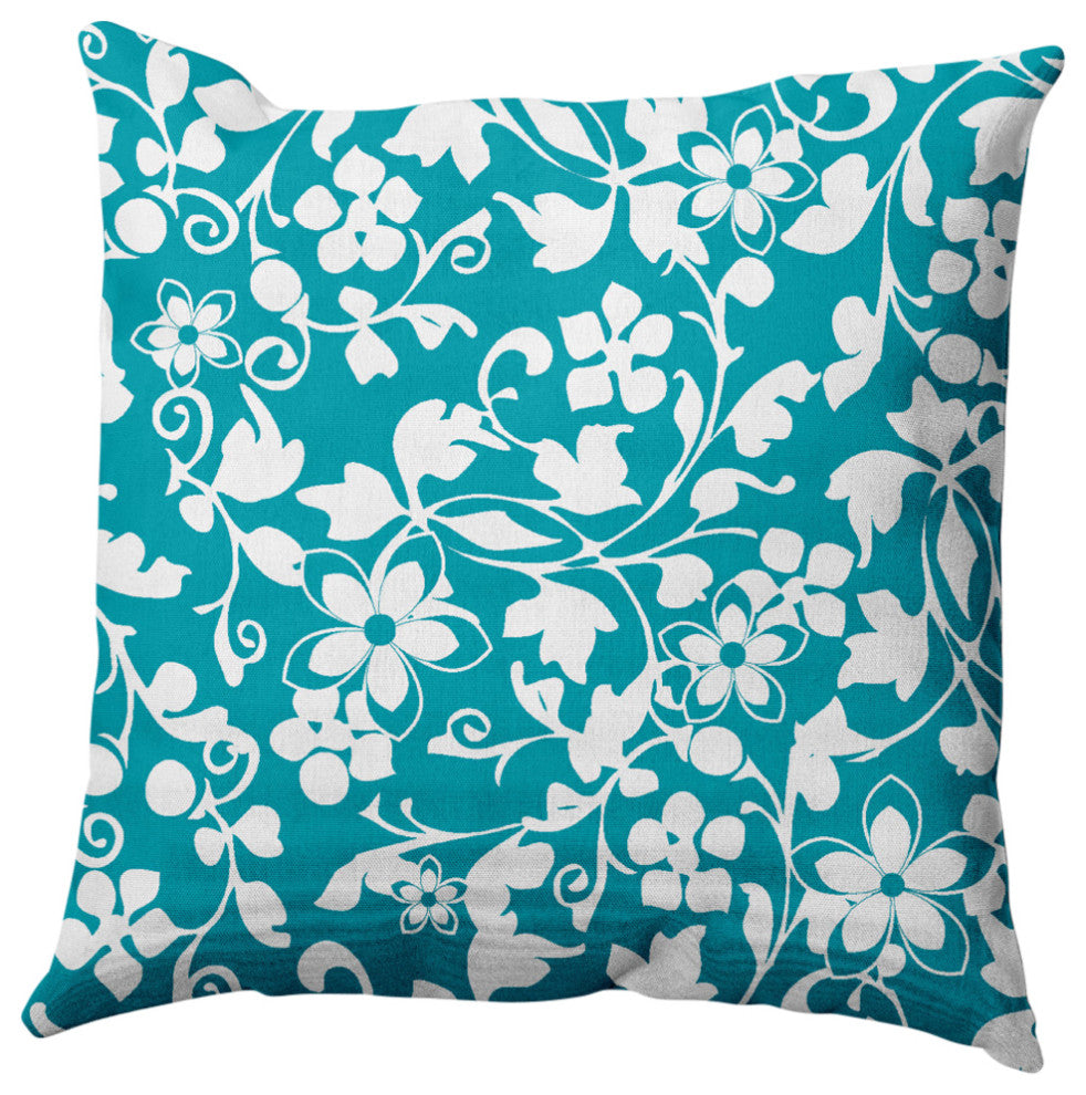 Evelyn Decorative Throw Pillow, Turquoise, 16"x16"