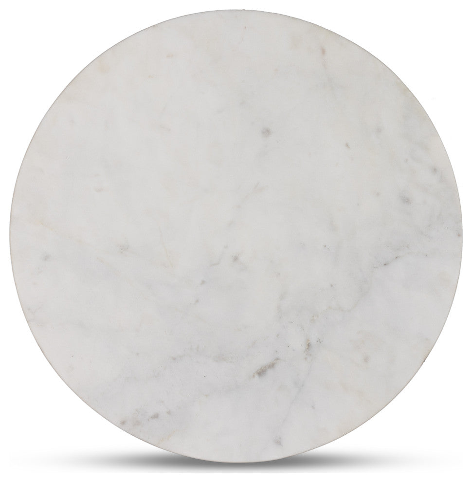 Fox End Table-Polished White Marble
