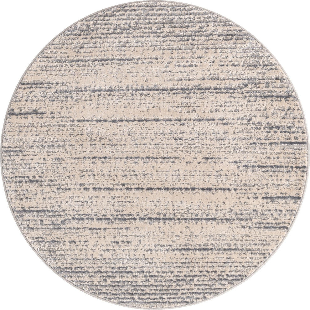 Unique Loom Oasis Calm Area Rug, Cream, 4' 0 X 4' 0 Round