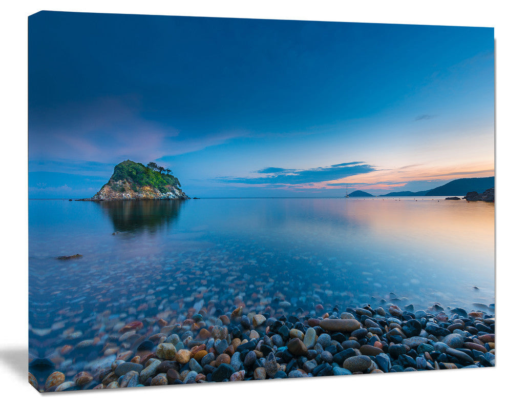 Green Isle at Stony Coast, Large Seashore Canvas Wall Art, 40"x30"