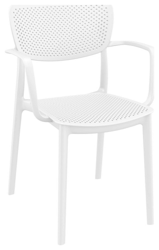 Loft Outdoor Dining Set With 6 Arm Chairs and 55" Extension Table White