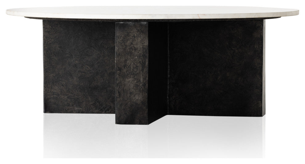 Terrell Round Coffee Table-Plsh White