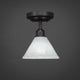 Vintage 1 Bulb Semi-Flush In Dark Granite, 7" Gold Ice Glass