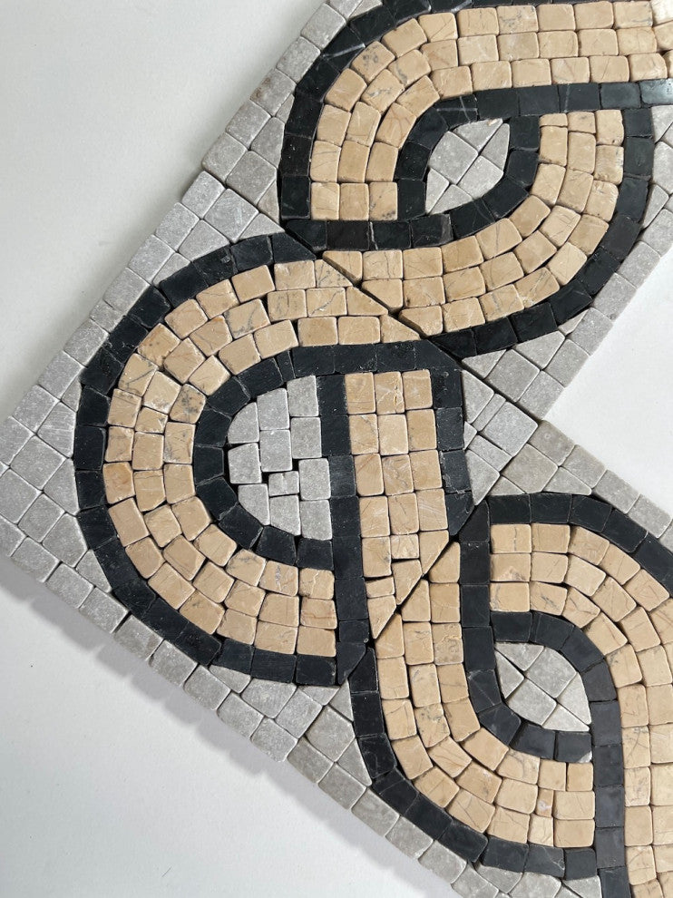 Marble Mosaic Border Accent Listello Tile Wave Nova 4x12 Tumbled, 1 piece