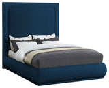 Brooke Linen Textured Fabric Upholstered Bed, Navy, Queen