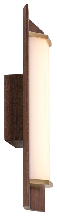 Penna 16 LED Sconce, Warm White, Brushed Brass/Walnut, 120v