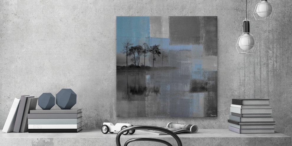 "Blue Horizon" Painting Print on Wrapped Canvas, 18"x18"