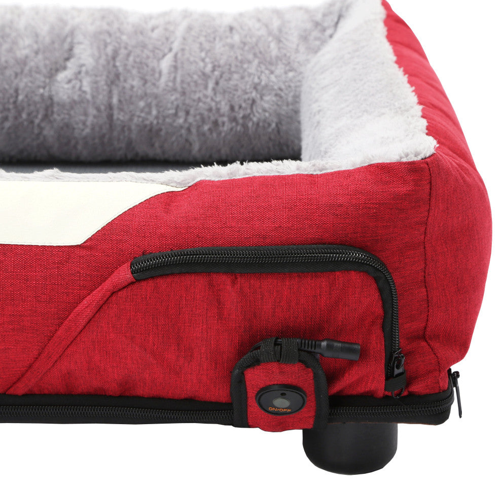 Pet Life "Dream" Electronic Heating and Cooling Pet Bed, Burgundy Red, Large