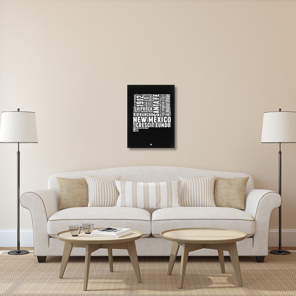 "New Mexico Black and White Map" Fine Art Print