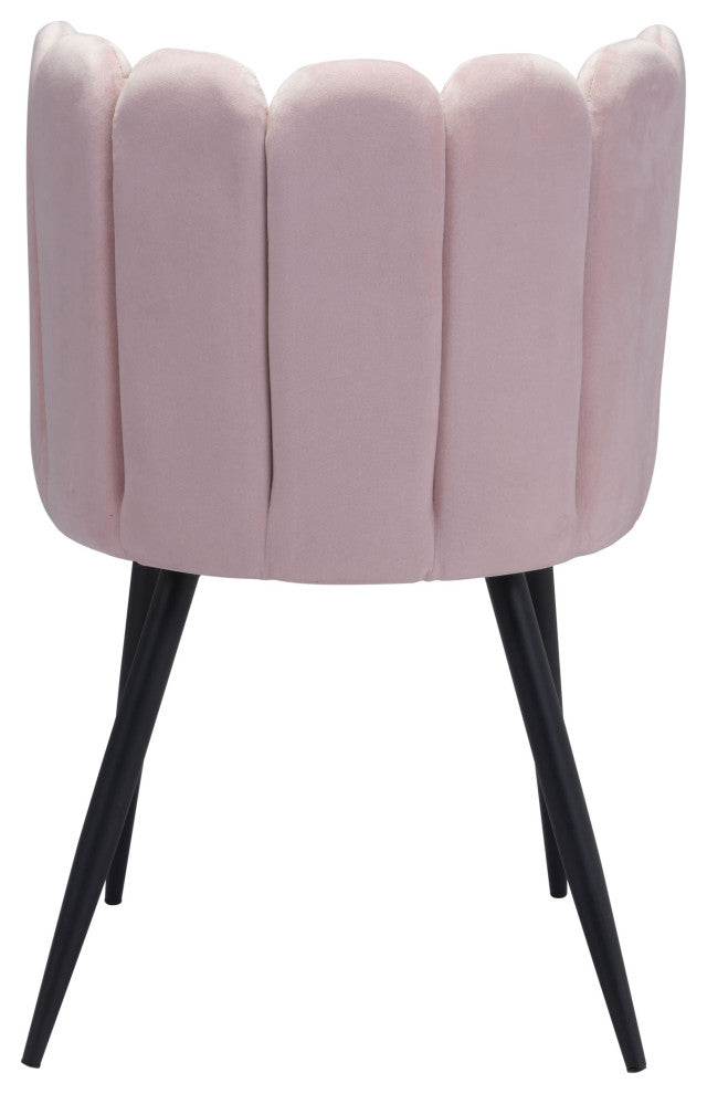Glam Scallop Pink Velvet and Gold Dining or Accent Chairs Set of 2