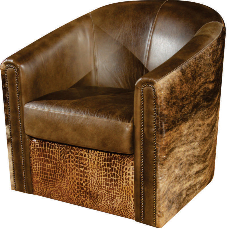 Rustic Swivel Tub Accent Chair