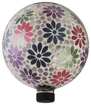 Colorful Daisy Gazing Globe with Mosaic Flower Design