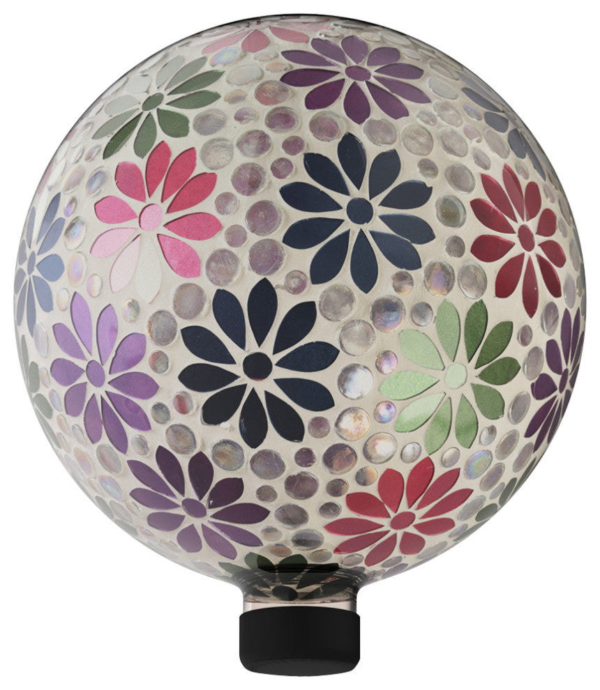 Colorful Daisy Gazing Globe with Mosaic Flower Design